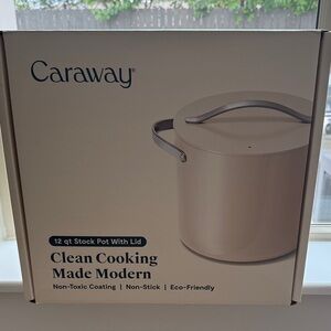 Caraway 12 qt Stock Pot with Lid - Cream. Brand new in box.